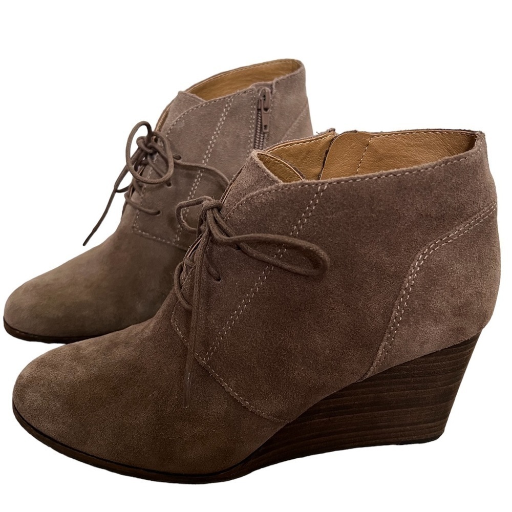 Lucky Brand Shylow Lace Wedge Booties - Picture 1 of 5